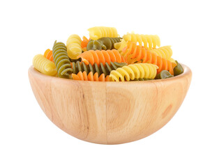 pasta in wood bowl on transparent png
