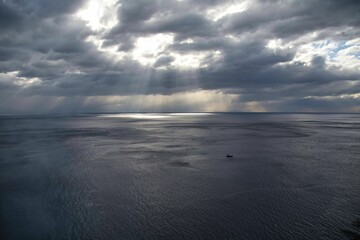 Fototapeta na wymiar Stormy day off the Amalfi coast on the Mediterranean Sea
