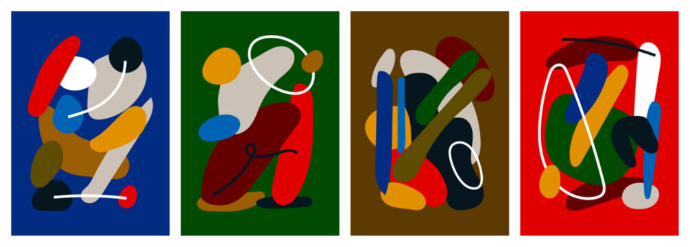 Colorful organic forms. Hand drawn simple shapes. flat vector shapes collection influenced by Naive art and graffiti. Abstract backgrounds for poster, card, cover, packaging, banner or branding.