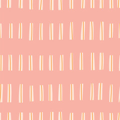 Cute seamless pattern with hand drawn lines. Abstract lined pattern in retro style. Minimalistic doodle lines background