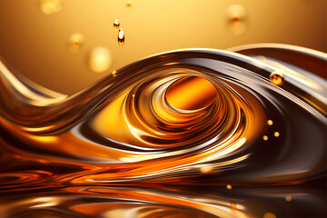Beauty in Motion, Light Shining on Golding Splash of Oil, Creating Smooth and Elegant Swirls, Ideal for Fuel and Luxury Concepts, generative ai.