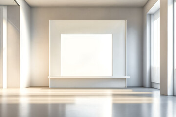 The interior of a bright empty room in sunlight. Generative AI