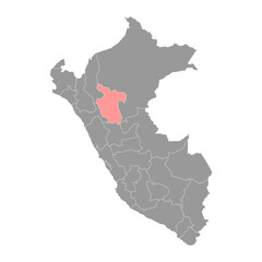 San Martin map, region in Peru. Vector Illustration.