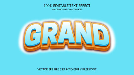 Grand 3D Fully Editable Vector Eps Text Effect Template Design