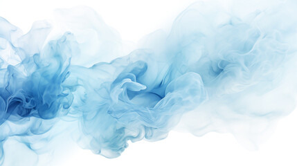 Fototapeta na wymiar Misty blue smoke spreading, white background.