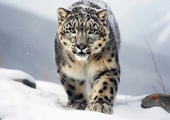 Fototapeta premium Front Portrait of Snow Leopard