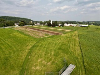 Obraz premium Aerial view of beautiful rural natural scenery in the countryside of Haverhill, Massachusetts