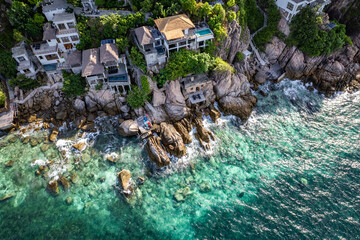 Aerial view of Shark Bay in koh Tao, Thailand