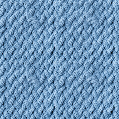 Fototapeta na wymiar Light Blue knitted fabric, seamless pixel perfect pattern texture.