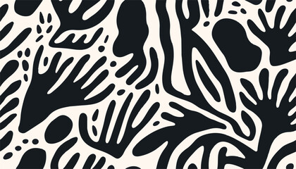 Hand drawn minimal abstract organic shapes pattern. Collage contemporary print. Fashionable template for design.