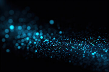 abstract blue lighting dots background with bokeh. Created with Generative AI technology.