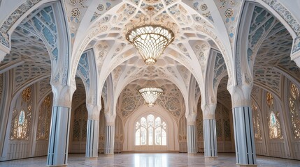 Prayer hall 3d illustration - Generative AI.