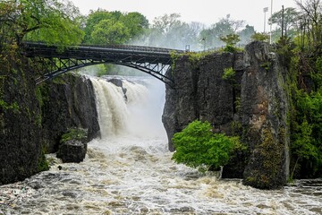 Picturesque view of the bridge in Great Falls Park in New Jersey