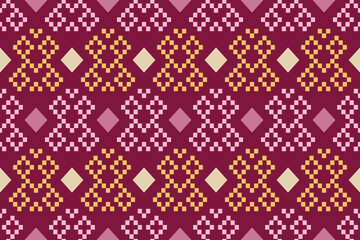 Pink Cross stitch colorful geometric traditional ethnic pattern Ikat seamless pattern border abstract design for fabric print cloth dress carpet curtains and sarong Aztec African Indian Indonesian 