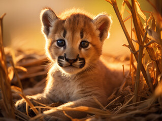 Close-up of a cute puma cub