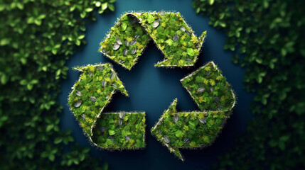 Eco friendly recyclation concept. 3d rendering of green recycle icon