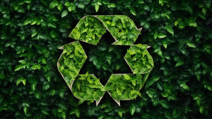 Eco friendly recyclation concept. 3d rendering of green recycle icon