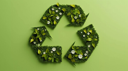 Eco friendly recyclation concept. 3d rendering of green recycle icon