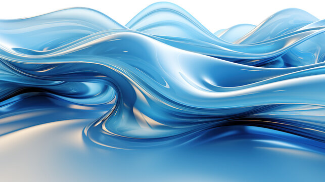 colorful blue mesmerizing abstract dynamic flow shape design elements on transparent background