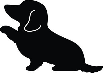 Silhouette of Miniature Dachshund shaking hands