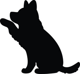 Silhouette of Siberian Husky shaking hands