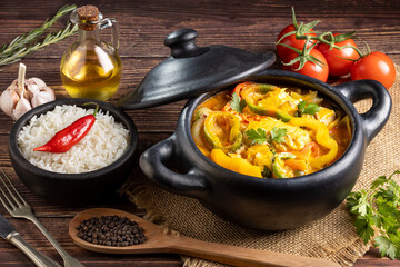 Fish stew. Traditional dish in Brazil, (Moqueca Baiana de Peixe).
