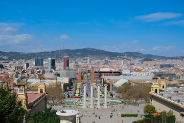 panorama of Barcelona city top view, Square of Spain 
