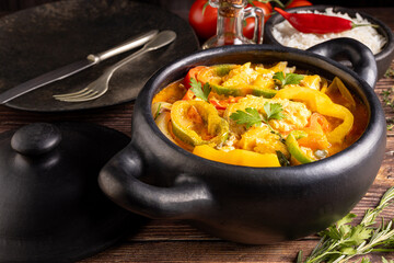 Fish stew. Traditional dish in Brazil, (Moqueca Baiana de Peixe).