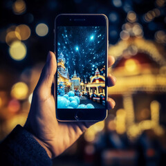 Phone in hand , christmas