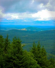 Fototapeta na wymiar Scenic vista of a lush, green forested region in West Virginia.