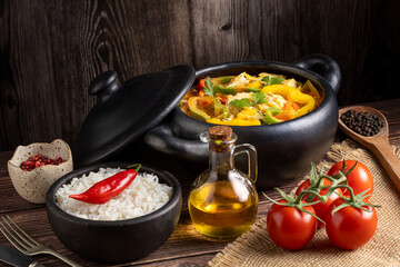 Fish stew. Traditional dish in Brazil, (Moqueca Baiana de Peixe).