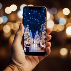 Phone in hand , christmas