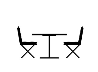Flat vector icon - street cafe (table, chairs). Food and drink - 619395267