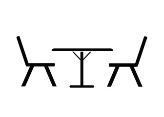 Flat vector icon - street cafe (table, chairs). Food and drink