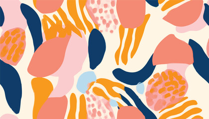 Naklejka premium Hand drawn artistic abstract pattern. Collage cute contemporary print. Fashionable template for design.
