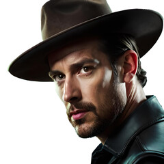 Portrait of cowboy with hat, AI generated