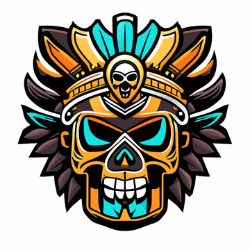 Tribal mask. Vector illustration for t-shirt design.