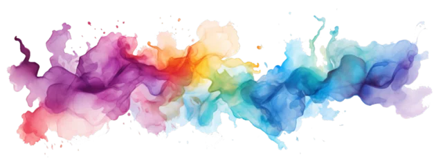 Poster Abstract colorful rainbow color painting illustration - watercolor splashes, isolated on transparent background PNG (Generative Ai) © Corri Seizinger