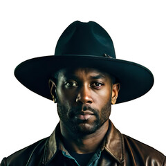 man in cowboy hat portrait, ai generated 