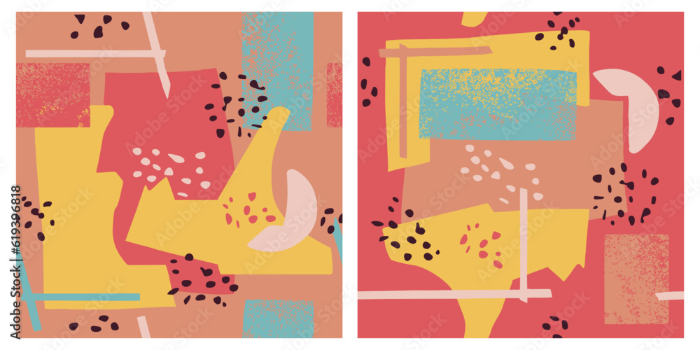 Poster abstract seamless pattern with random shapes