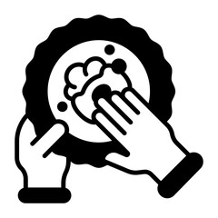 washing the dishes concept, doing the dishes or washing up vector icon design, Housekeeping symbol, Office caretaker sign, porter or cleanser equipment stock illustration