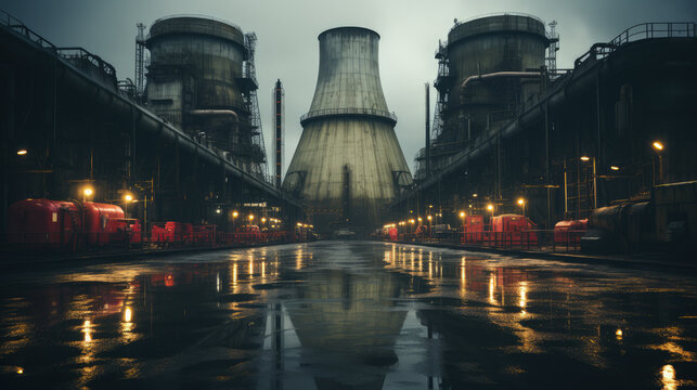 old, disused, soviet era nuclear power plant. Generative AI