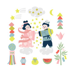 Star Festival, flat vector illustration.