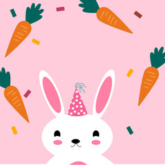 Bunny Party Hat with  invitation banner and element asset for design poster, invitation card, flyer 