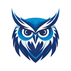 Modern abstract vector illustration of owl with blue undertone.