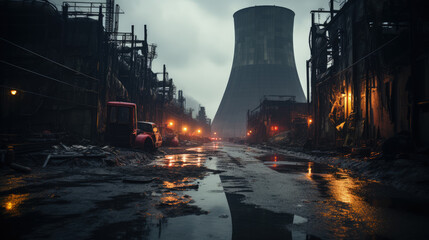 old, disused, soviet era nuclear power plant. Generative AI