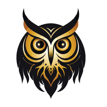 Modern abstract vector illustration of owl with brown undertone.
