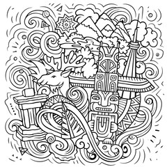 Canada cartoon doodle illustration. Funny Canadian design.