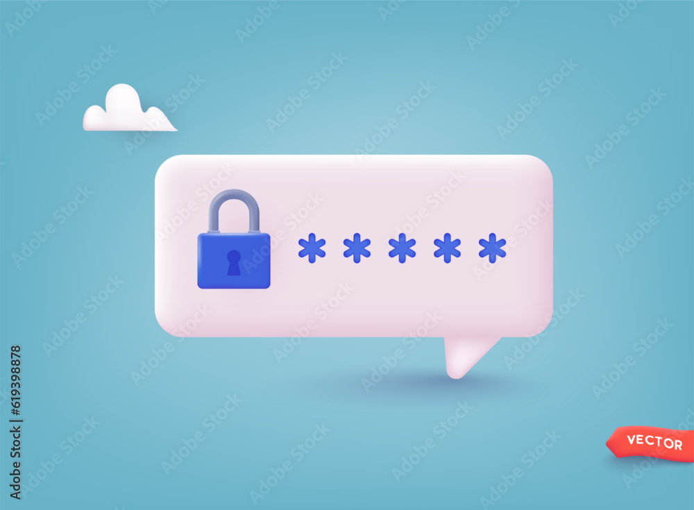 Poster user authorization, login authentication page, sign up concept. 3d web vector illustrations.