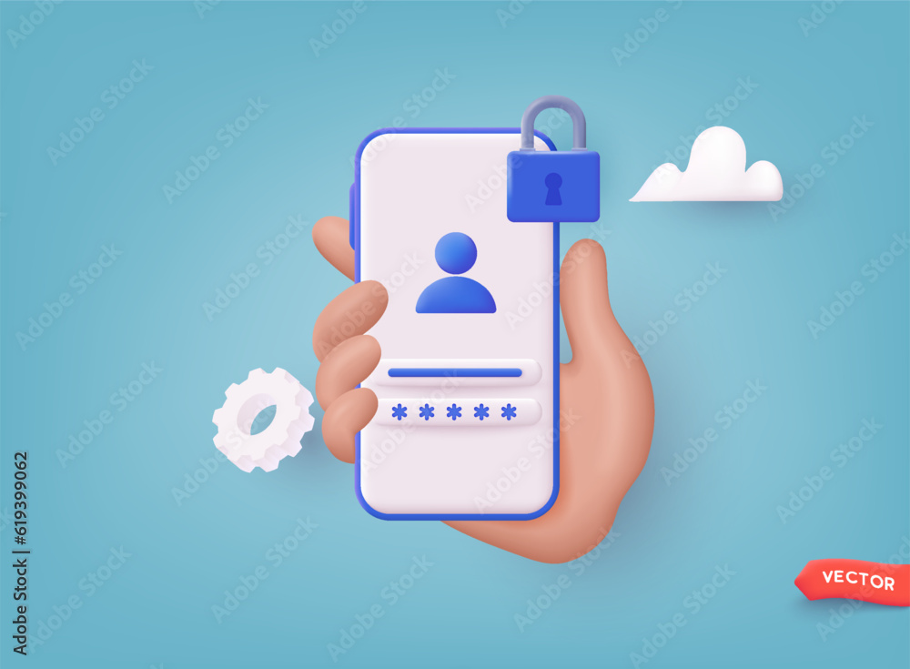 Poster account login and password form on smartphone app. user authorization, login authentication page, si